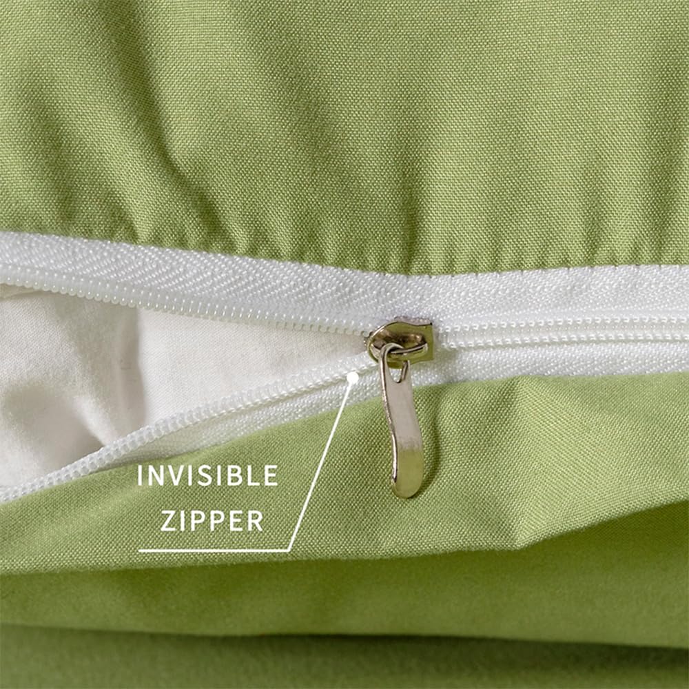 NookZuzu 2 Pack Microfiber Zipper Pillowcases, Soft Comfortable Not Shrink Olive Green Pillow Case, Standard Pillow Cases Set of 2 (20x26 I…