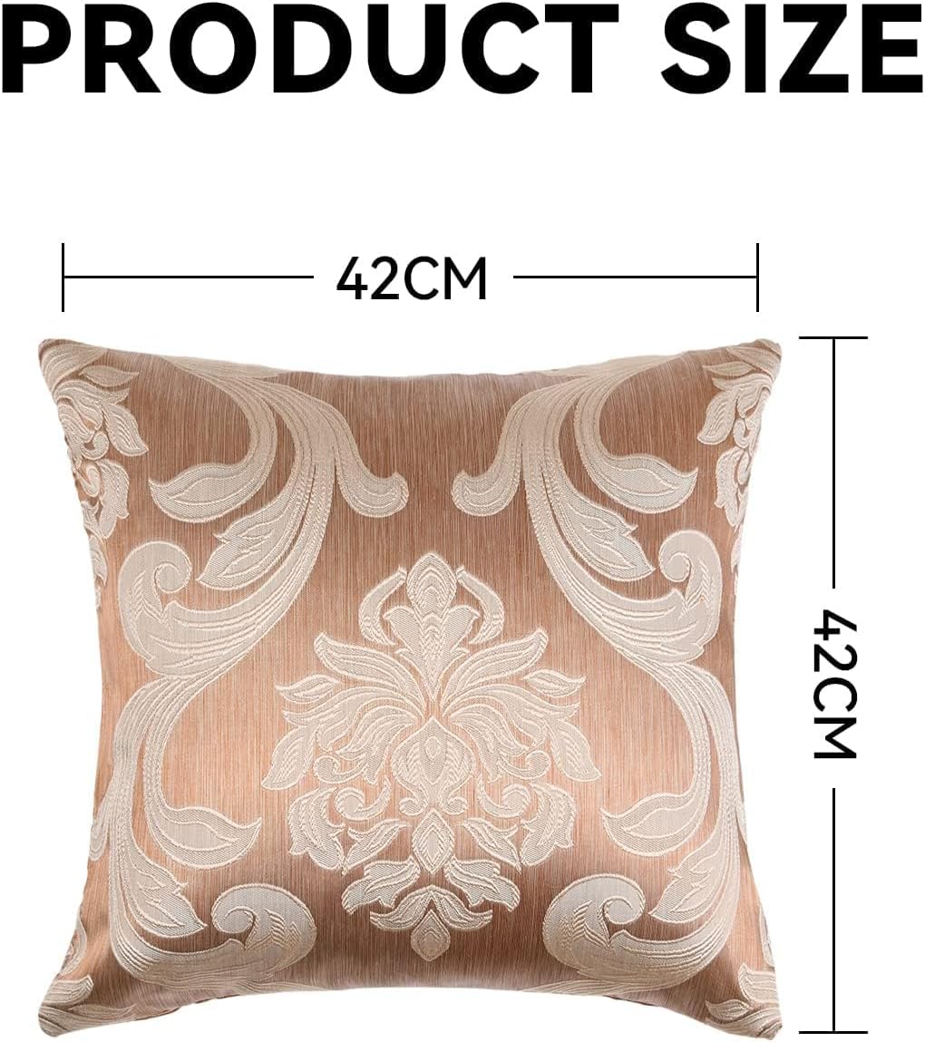 Napearl Throw Pillow Covers-Set of 2 Cushion Covers with Champagne Gold Beige Jacquard Patterns, Decorative Pillowcase for Couch, Sofa, Bed…