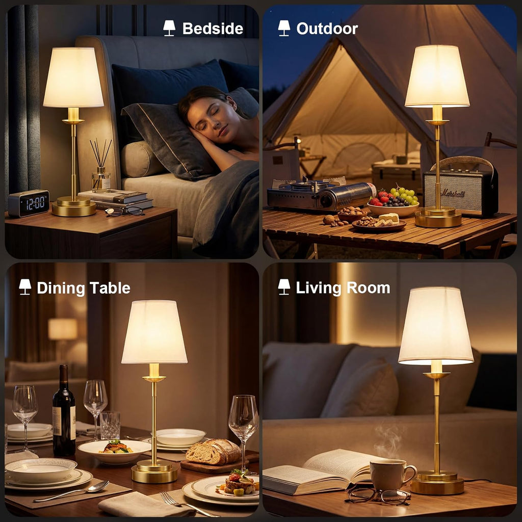 Table Lamps, Rechargeable Cordless Lamp with 6000mAh Battery Operated, 3 Colors Stepless Dimming LED Adjustable Wireless Lamp for…