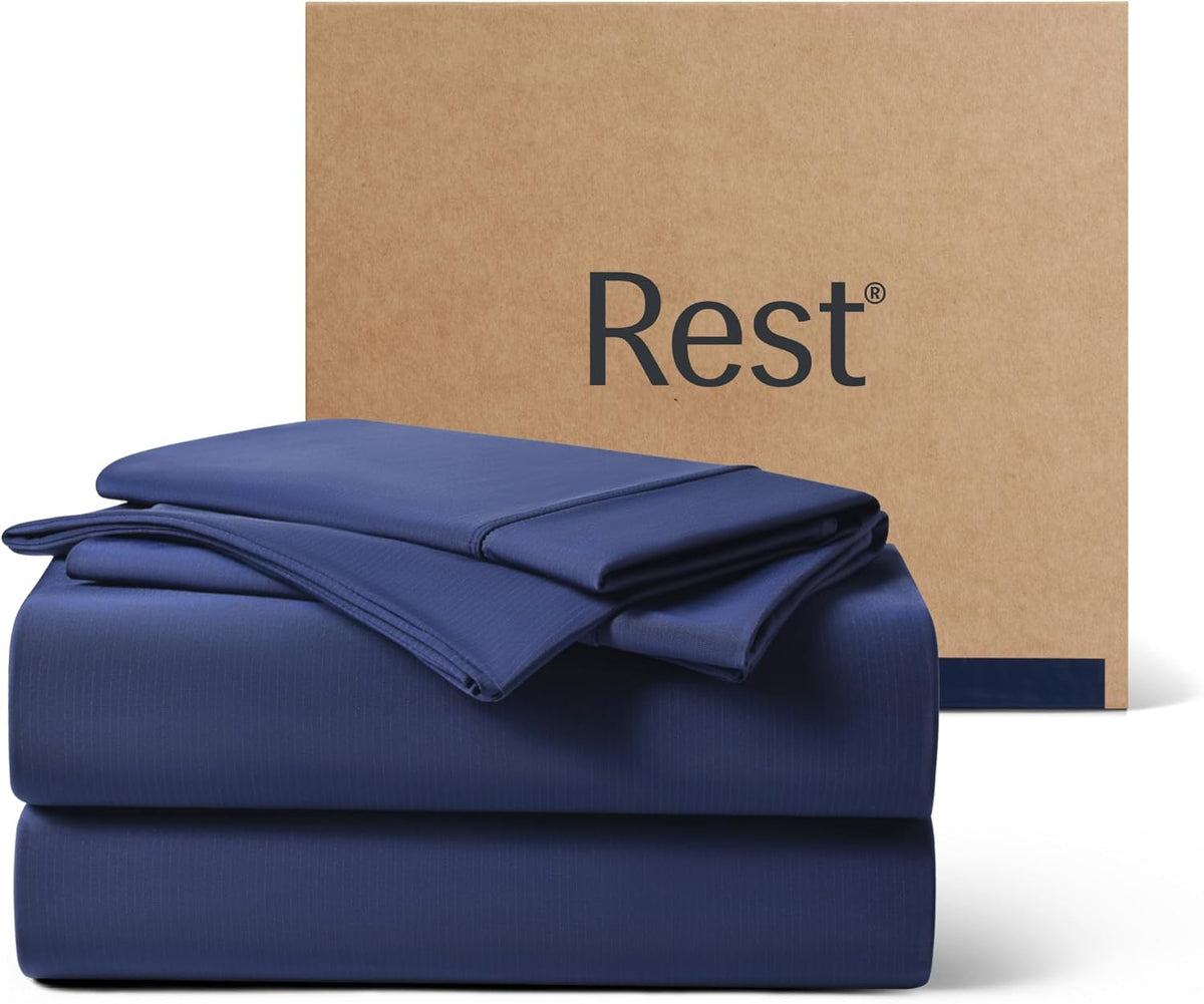Rest ® Evercool®+ Cooling Sheet Set, Cali King, Midnight Blue, Breathable Bed Sheets for Hot Sleeper and Night Sweats, with Pillowcases, wi…