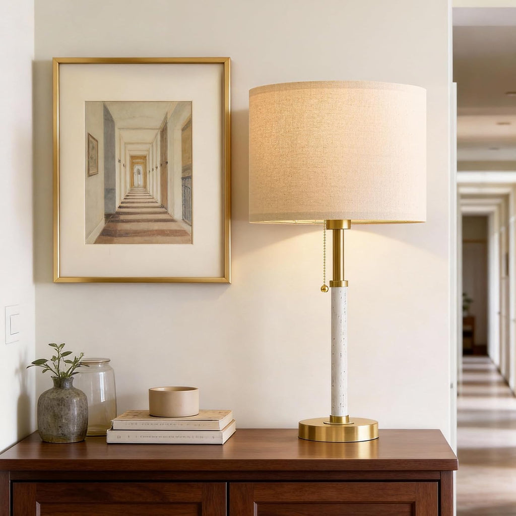 G-SAFAVA 22" Table Lamps Mid Century Modern Lamps for Bedroom Living Room Bedside Lamps for Night Stands Wood Nightstand Lamp Gold Small…