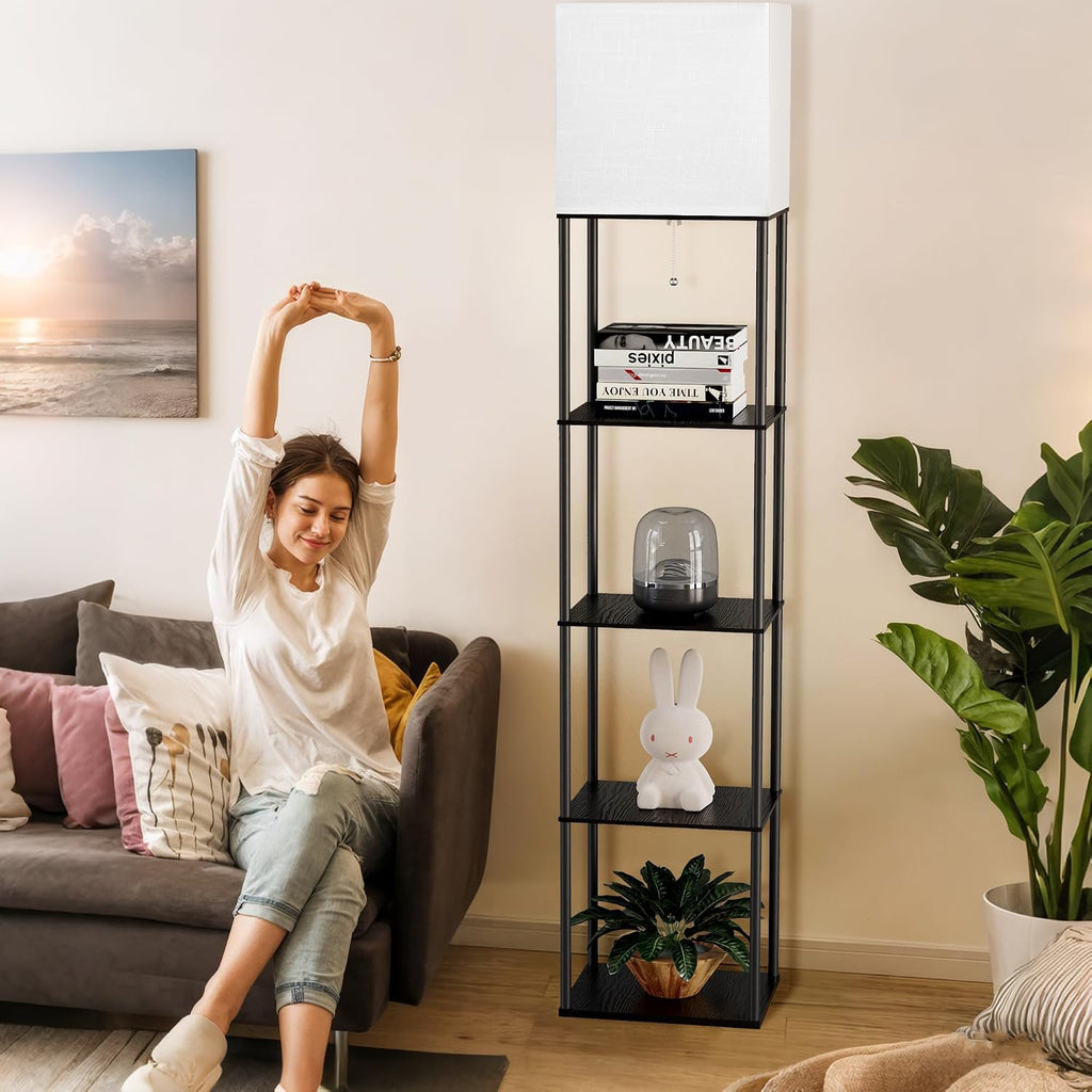 Large Floor Lamp with Shelves, 5-Tier Tall Floor lamp with for Living Room, Shelf Floor Lamp with 3 CCT LED Bulb, Corner Display Standing…