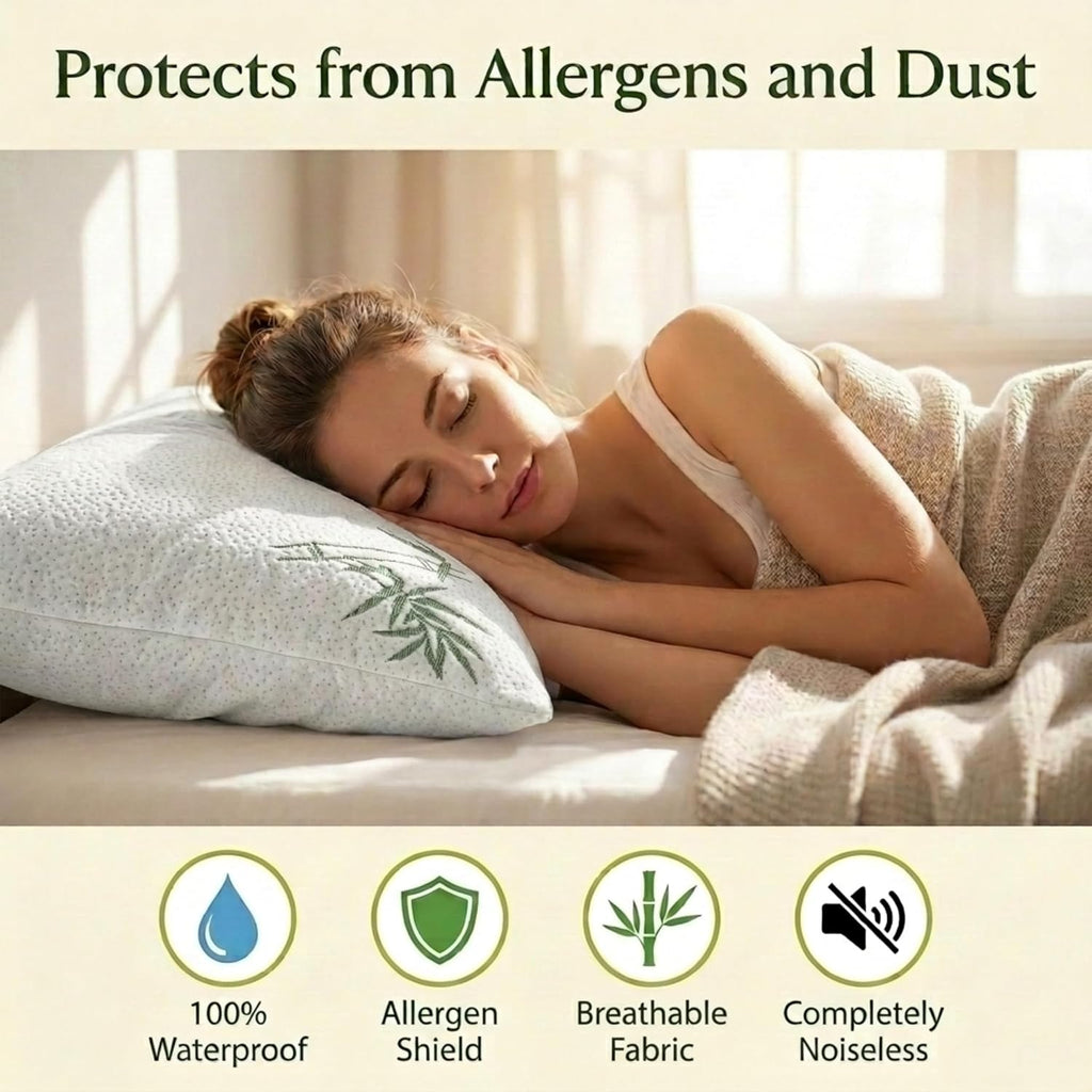 Four Seasons Essentials Standard Size Waterproof Pillow Protectors (Set of 2) - Natural Viscose derived from Bamboo Pillow Covers…