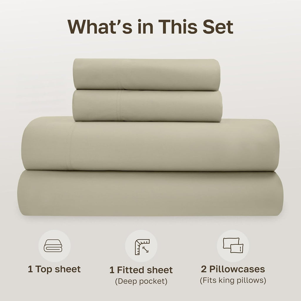 CaliforniaDesignDen California Design Den California King Sheets Deep Pockets Set - Soft 100% Organic Cotton Percale Sheets, Breathable and…