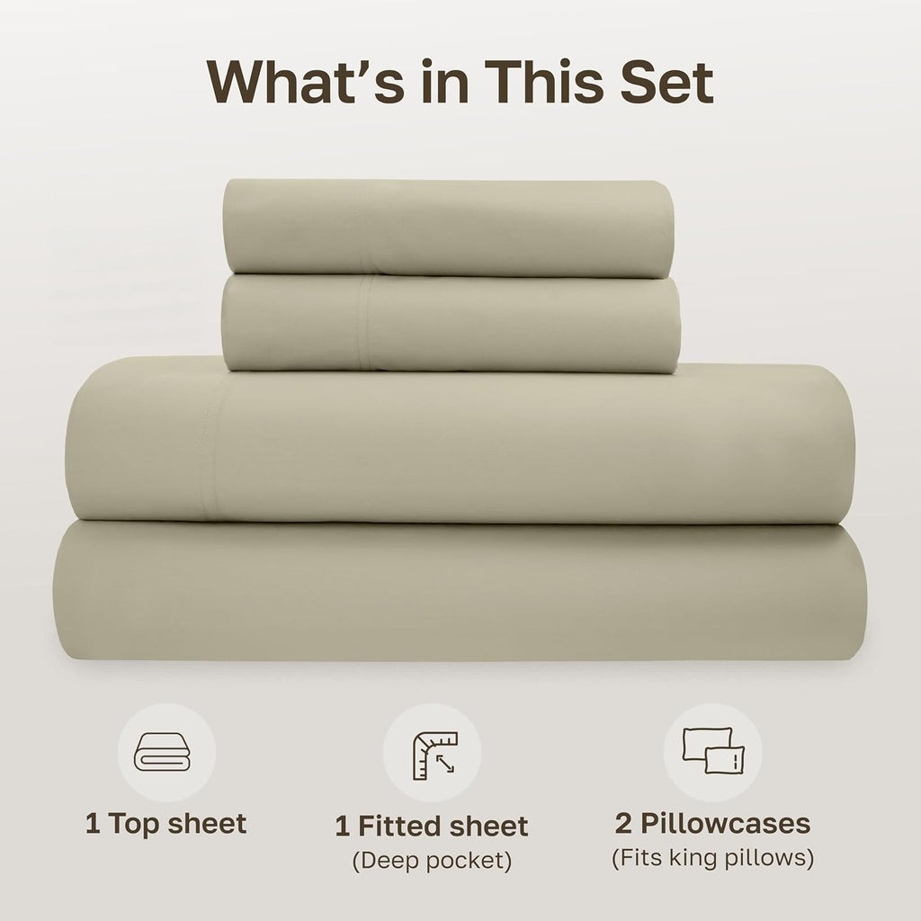 CaliforniaDesignDen California Design Den Soft 100% Cotton Percale Sheets King Size Set - King Bed Sheets with Deep Pockets, Crisp, Breatha…