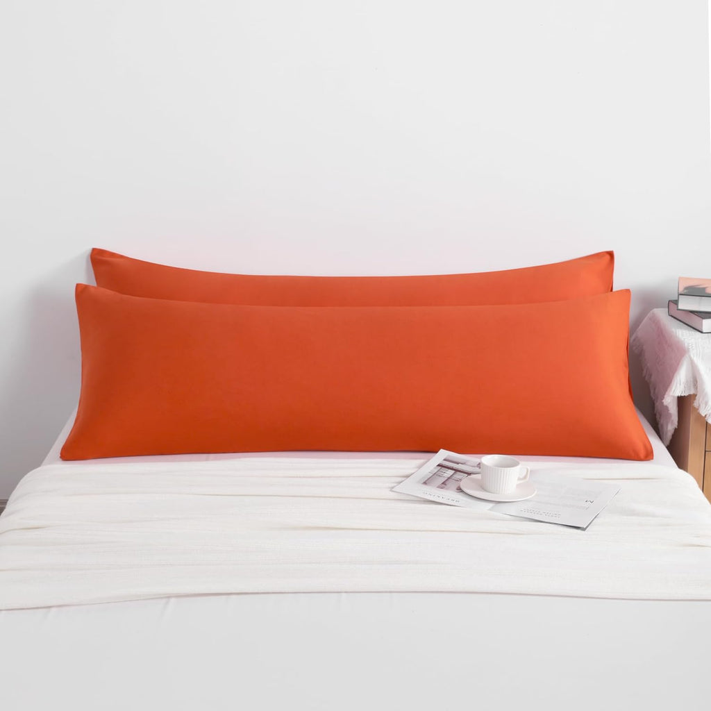 Ntbay Body Pillow Cases Set of 2, 2 Pack Brushed Microfiber 20x54 Pillow Cases, Soft, Wrinkle, Fade, Stain Resistant Brunt Orange Pillow Ca…