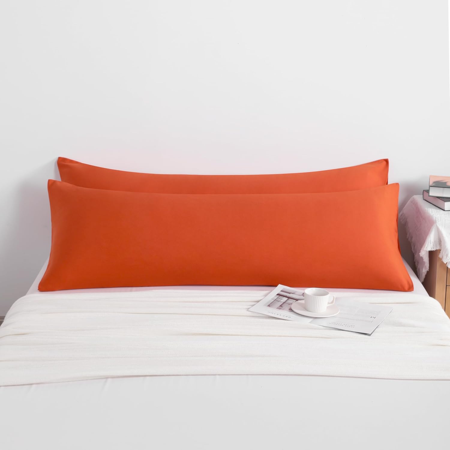 Ntbay Body Pillow Cases Set of 2, 2 Pack Brushed Microfiber 20x54 Pillow Cases, Soft, Wrinkle, Fade, Stain Resistant Brunt Orange Pillow Ca…