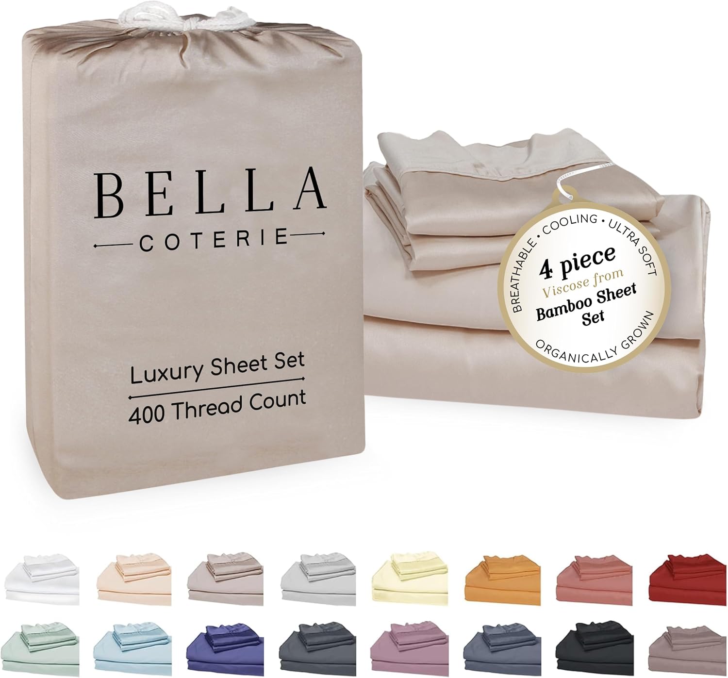 Bella Coterie Luxury Bamboo Viscose 34” Split Top King Size Sheet Set | 1 Fitted Sheet for Sleep Number & Adjustable Beds | 100%…
