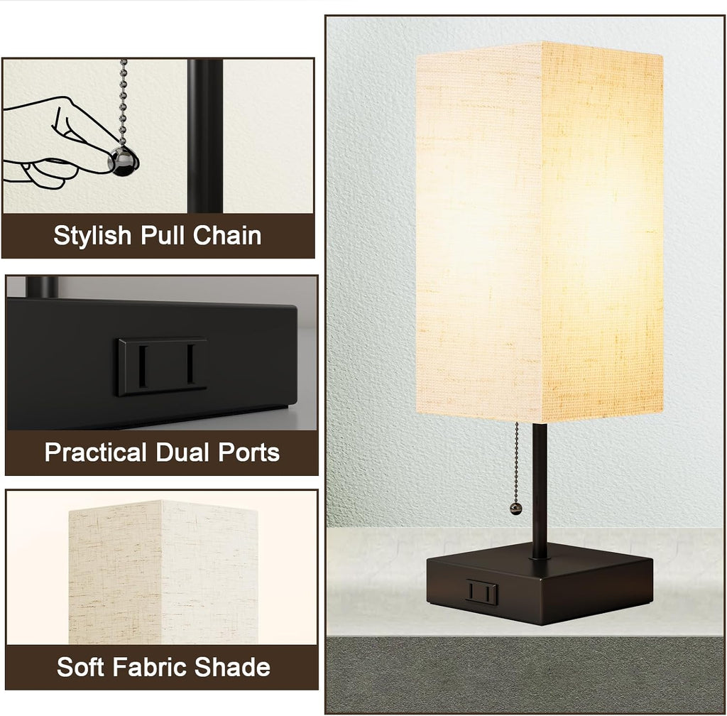 YIDPU Table Lamp for Bedroom, Nightstand Lamp for Bedside with AC Outlets, Adjustable 3color LED Light Desk Lamp for Home Decor, Included…