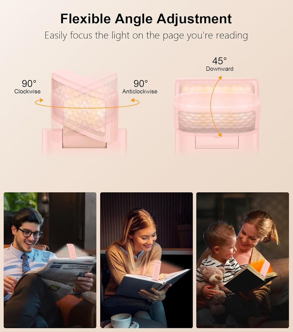 Gritin Book Light Rechargeable, Eye Caring 3-Color & 5-Brightness Clip on LED Reading Light for Books in Bed- Stepless Dimming, Long…