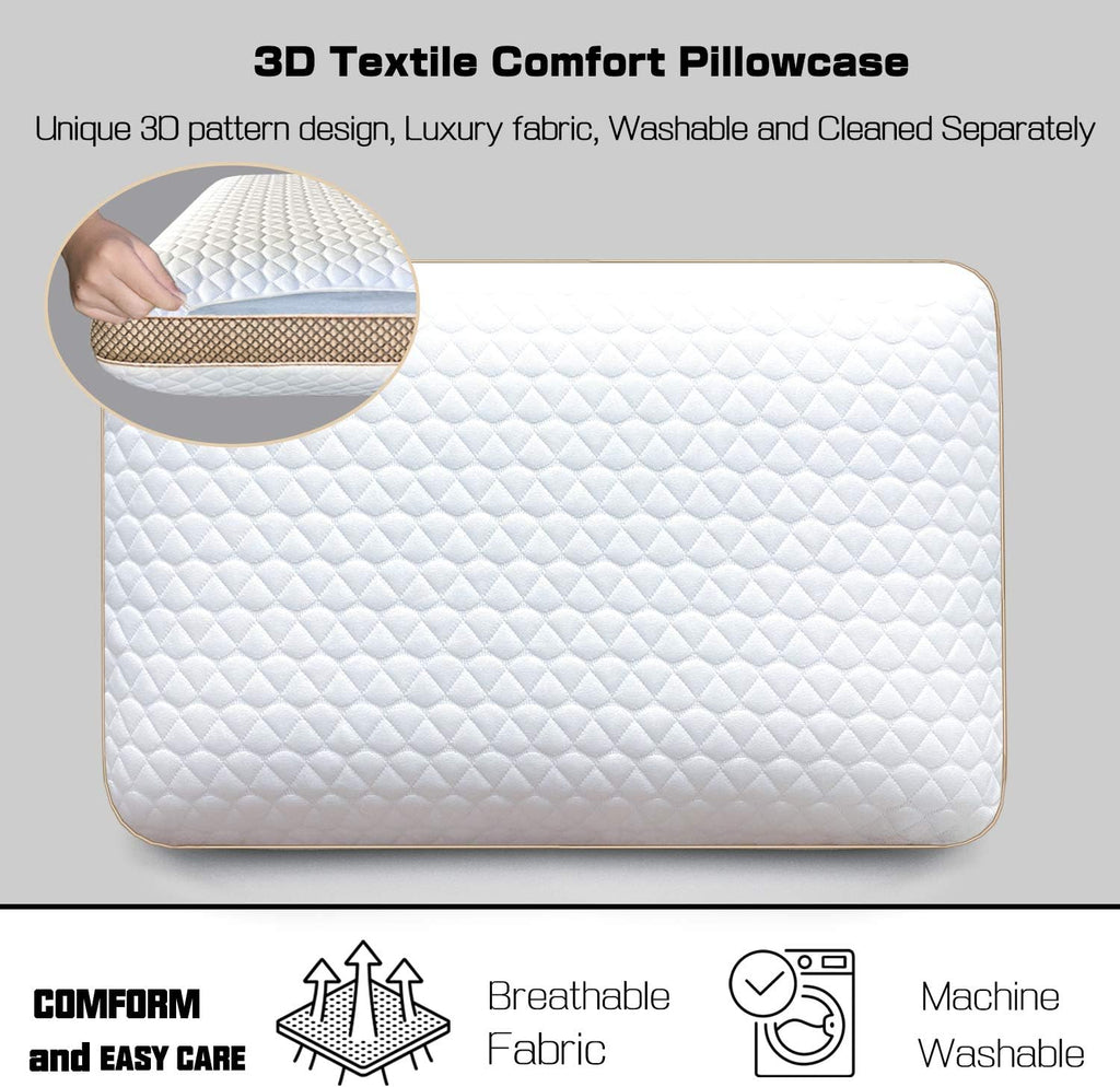Sofslee Memory Foam Pillows Standard Size, Medium Firm Pillow for Sleeping, Orthopedic Bed Pillow for Side, Back Sleepers, Ventilated Gel F…
