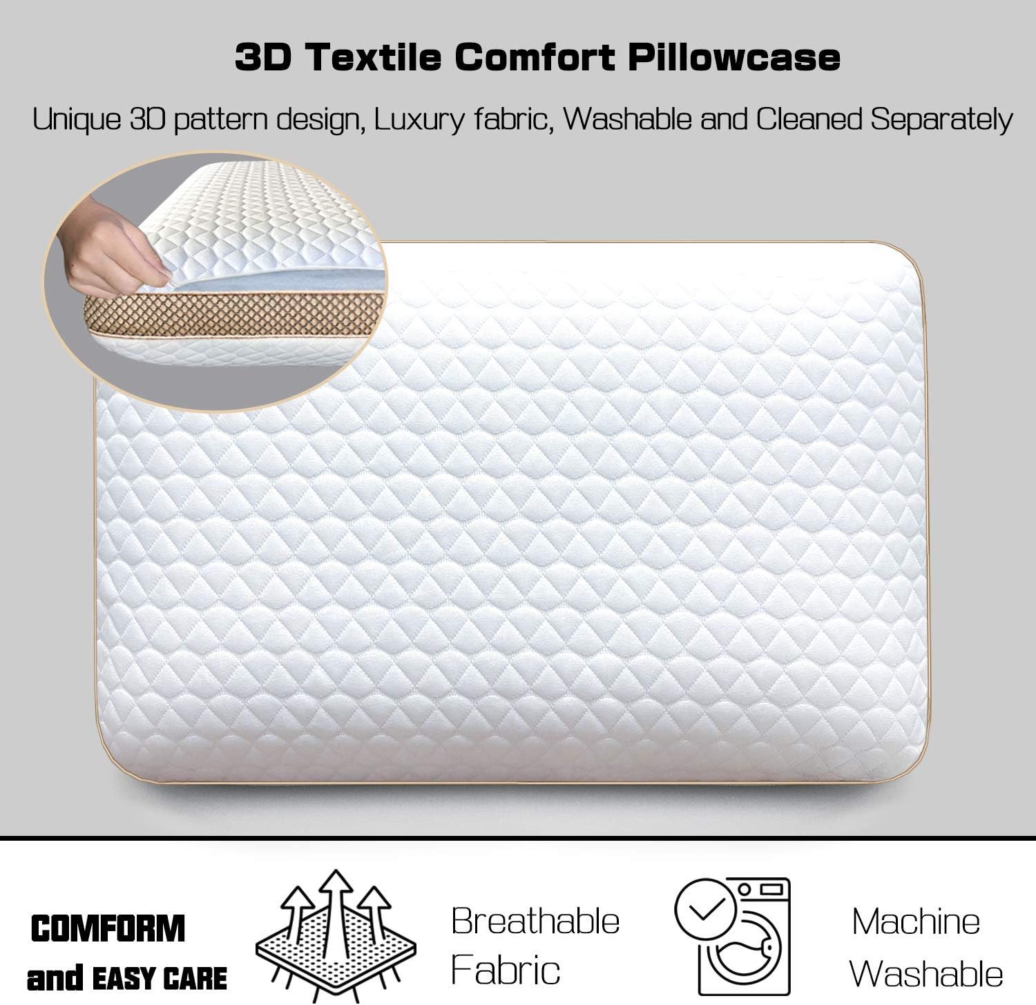Sofslee Memory Foam Pillows Standard Size, Medium Firm Pillow for Sleeping, Orthopedic Bed Pillow for Side, Back Sleepers, Ventilated Gel F…