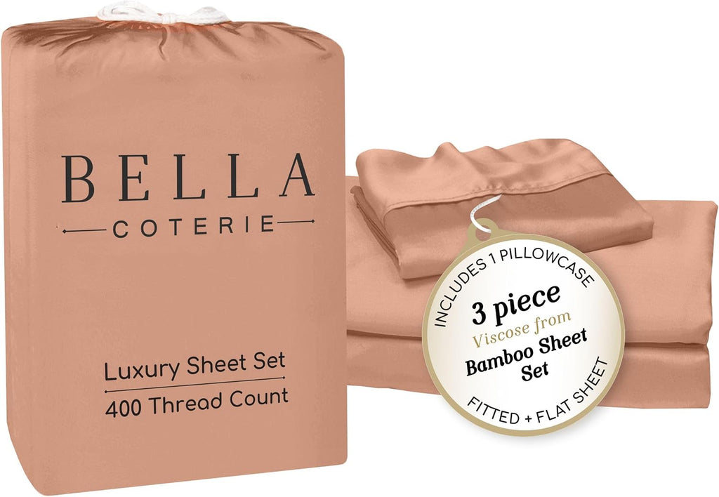 Bella Coterie Luxury Bamboo Viscose Twin Size Sheet Set | 100% Organically Grown | Ultra Soft | Cooling for Hot Sleepers | 18" Deep…