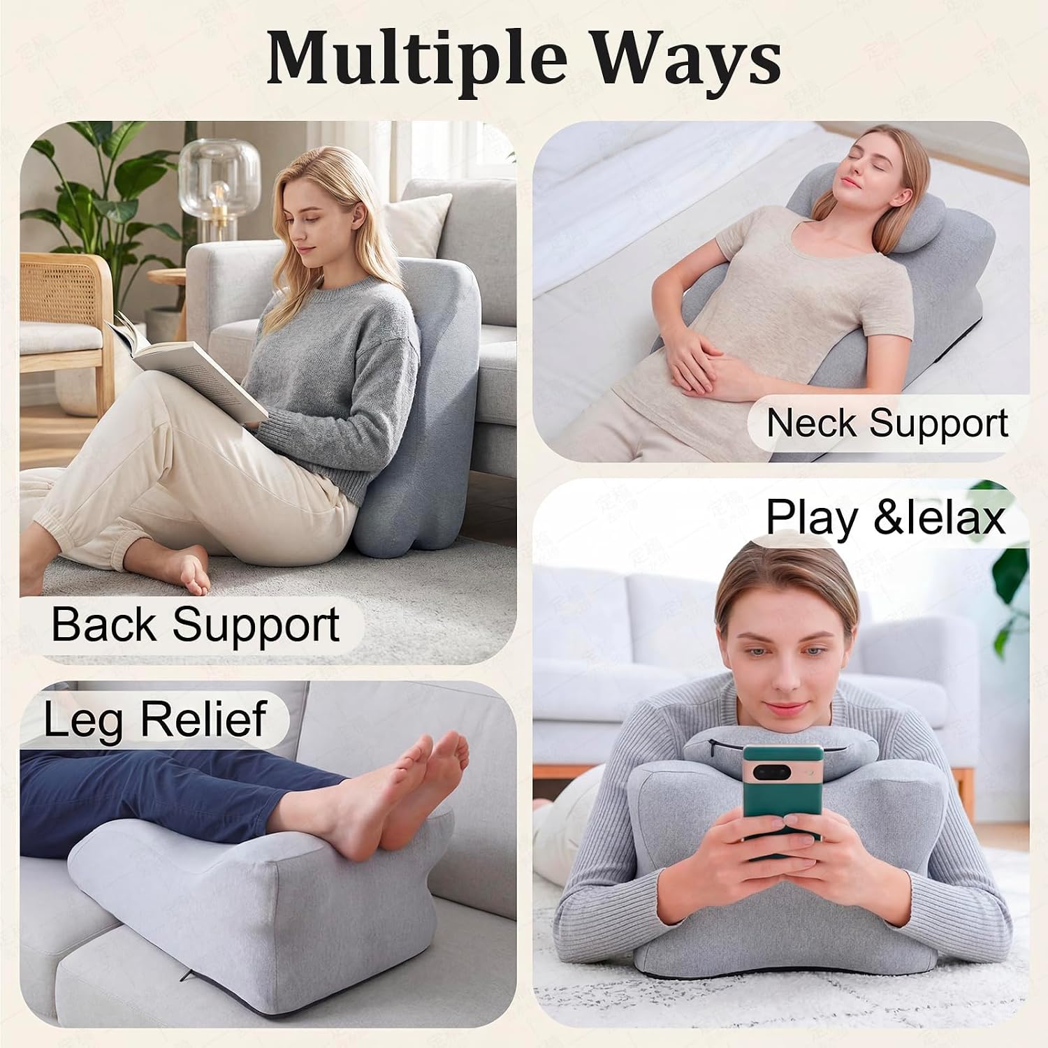Ergonomic Contoured Support Pillow, 27°Angle Wedge Memory Foam Pillow, Multi-Functional Neck Back Waist Pillow for Bed Sleeping &…