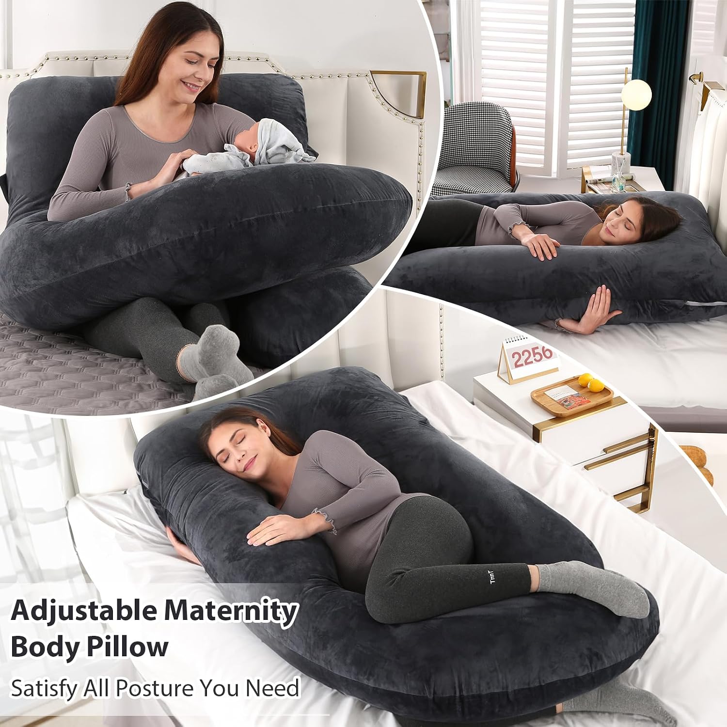 Battop Pregnancy Pillows for Sleeping, Full Body Maternity Pillow for Side Sleeping, Support for Back, Legs, Belly, HIPS, 57 Inch Pregnancy…