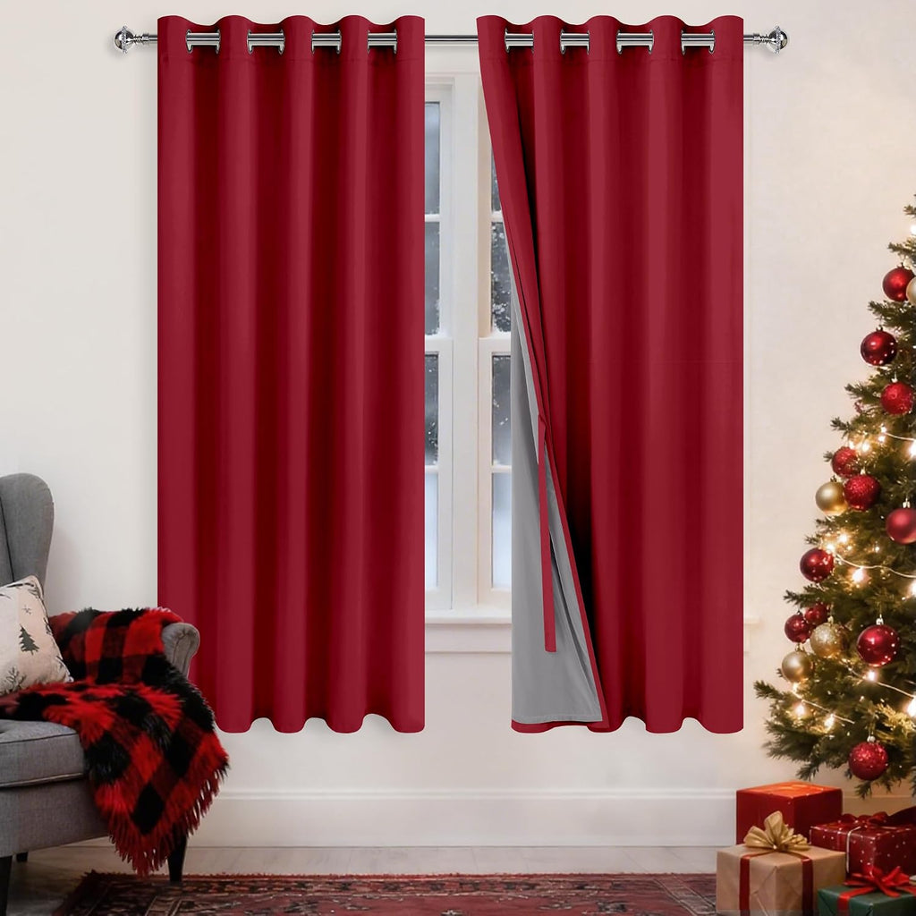 Xwzo Thermal Insulated 100% Blackout Curtains with Tiebacks, Noise Reducing Drapes with Black Lining, Full Light Blocking Drapery Panels wi…