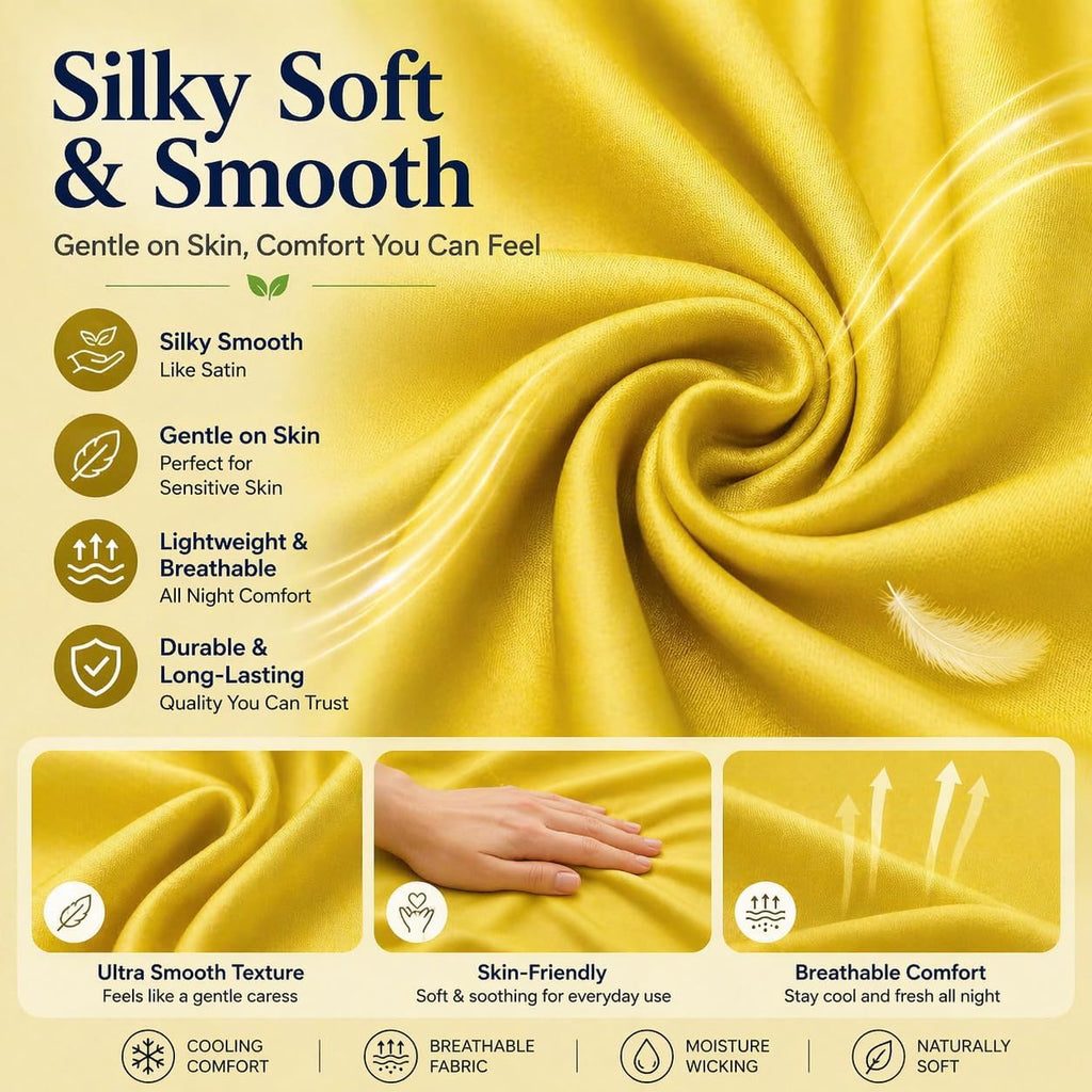 Evolive 100% Rayon Derived from Bamboo Cooling Breathable Body Pillow Cover/Pillowcases 21x54 inches with Hidden Zipper Closure (Yellow, 21…
