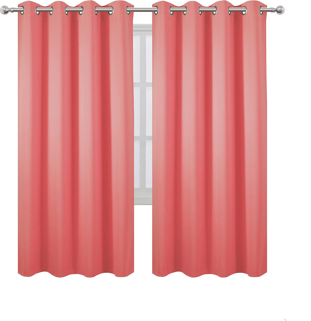 Lemomo Coral Thermal Blackout Curtains/52 x 72 Inch/Set of 2 Panels Room Darkening Curtains for Bedroom 72 Inch silver