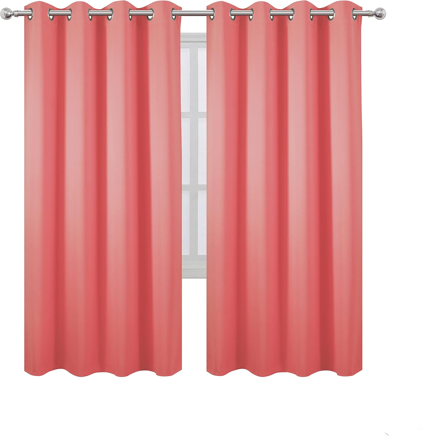 Lemomo Coral Thermal Blackout Curtains/52 x 72 Inch/Set of 2 Panels Room Darkening Curtains for Bedroom 72 Inch silver
