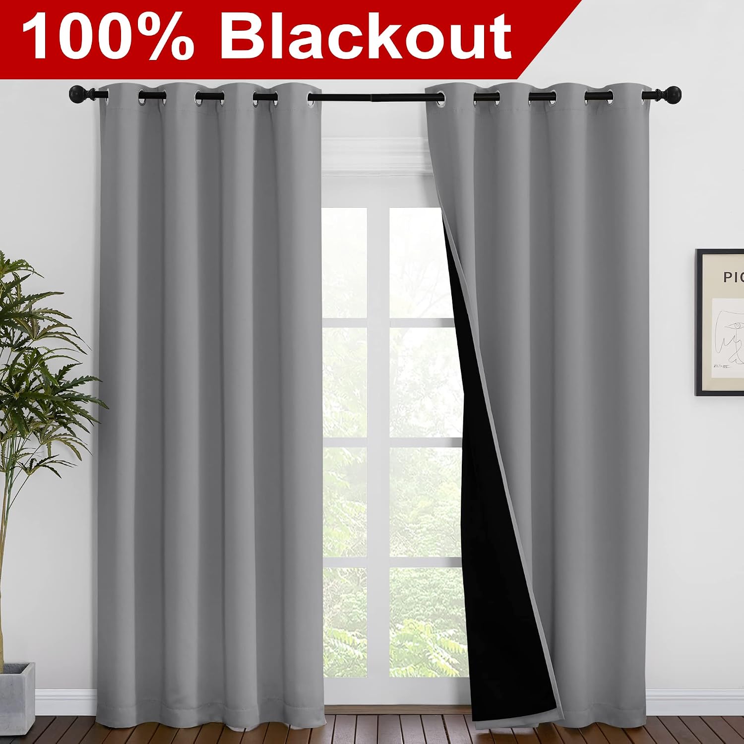 Nicetown Full Shade Curtain Panels, Pair of Energy Smart & Noise Blocking Out Blackout Drapes for Dining Room Window, Thermal Insulated Gue…