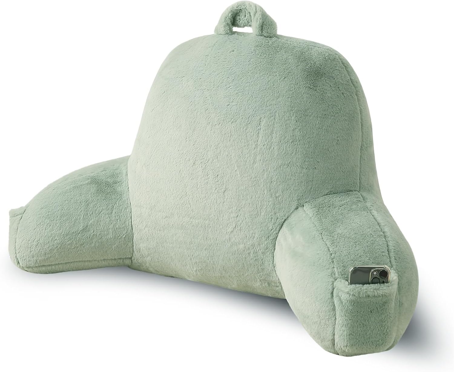 Pajeo Aesthetic Reading Pillow for Bed, Soft Faux Fur Sitting Pillow with Arms for Gaming & Lounging, Oeko-TEX Certified Plush Backrest Pillo…