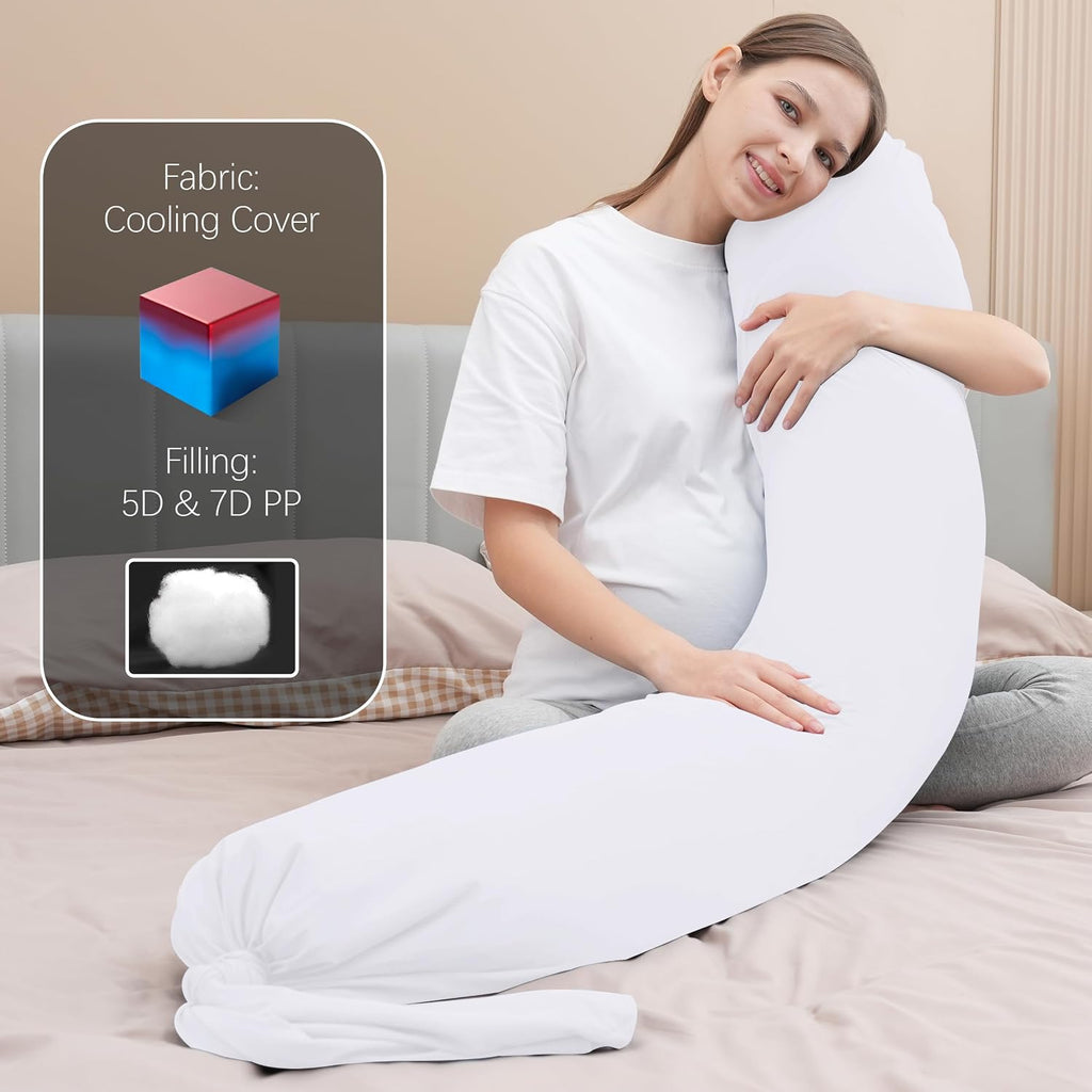 Moonpark MOON PARK Pregnancy Pillow - Incredibly Smooth and Soft Cooling Cover I Shaped Full Body Maternity Pillow with Removable Cover - S…