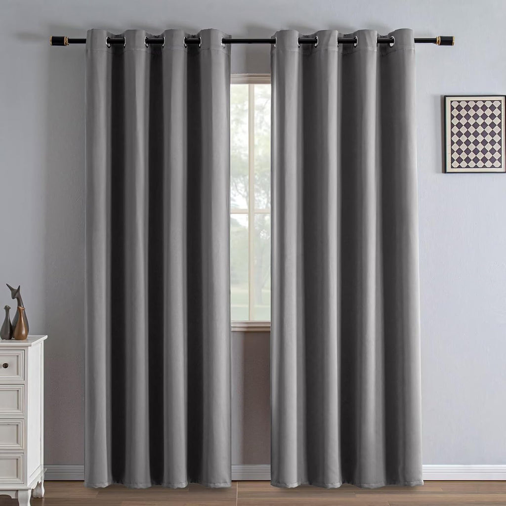 Igemaeve Blackout Curtains 84 Inch Length 2 Panels Set, Black Out Curtains for Bedroom 84 Inch Long, Grommet Energy Saving Room Darkening D…