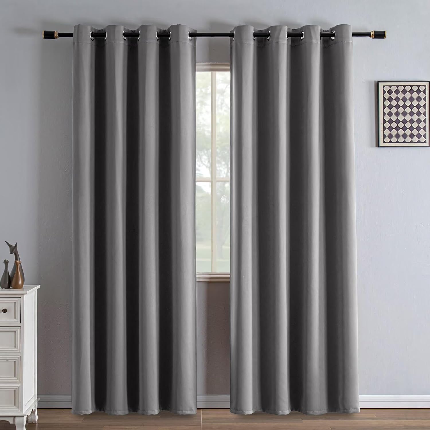 Igemaeve Blackout Curtains 84 Inch Length 2 Panels Set, Black Out Curtains for Bedroom 84 Inch Long, Grommet Energy Saving Room Darkening D…