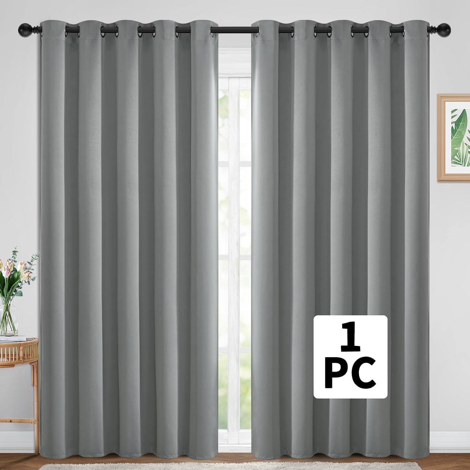 Yakamok Wide Thermal Blackout Patio Door Curtain Panel, Sliding Door Insulated Grommet Curtains, Extra Wide Curtains for Sliding Glass…