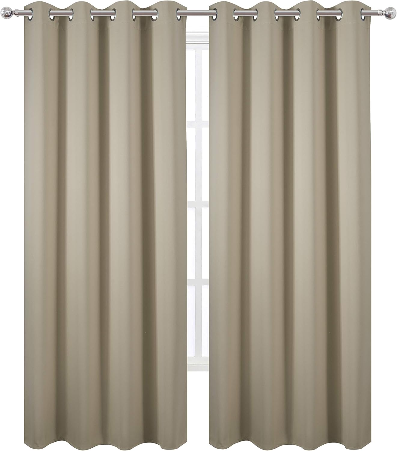 Lemomo Beige Thermal Blackout Curtains/52 x 95 Inch/Set of 2 Panels Room Darkening Curtains for Bedroom 95 Inch silver