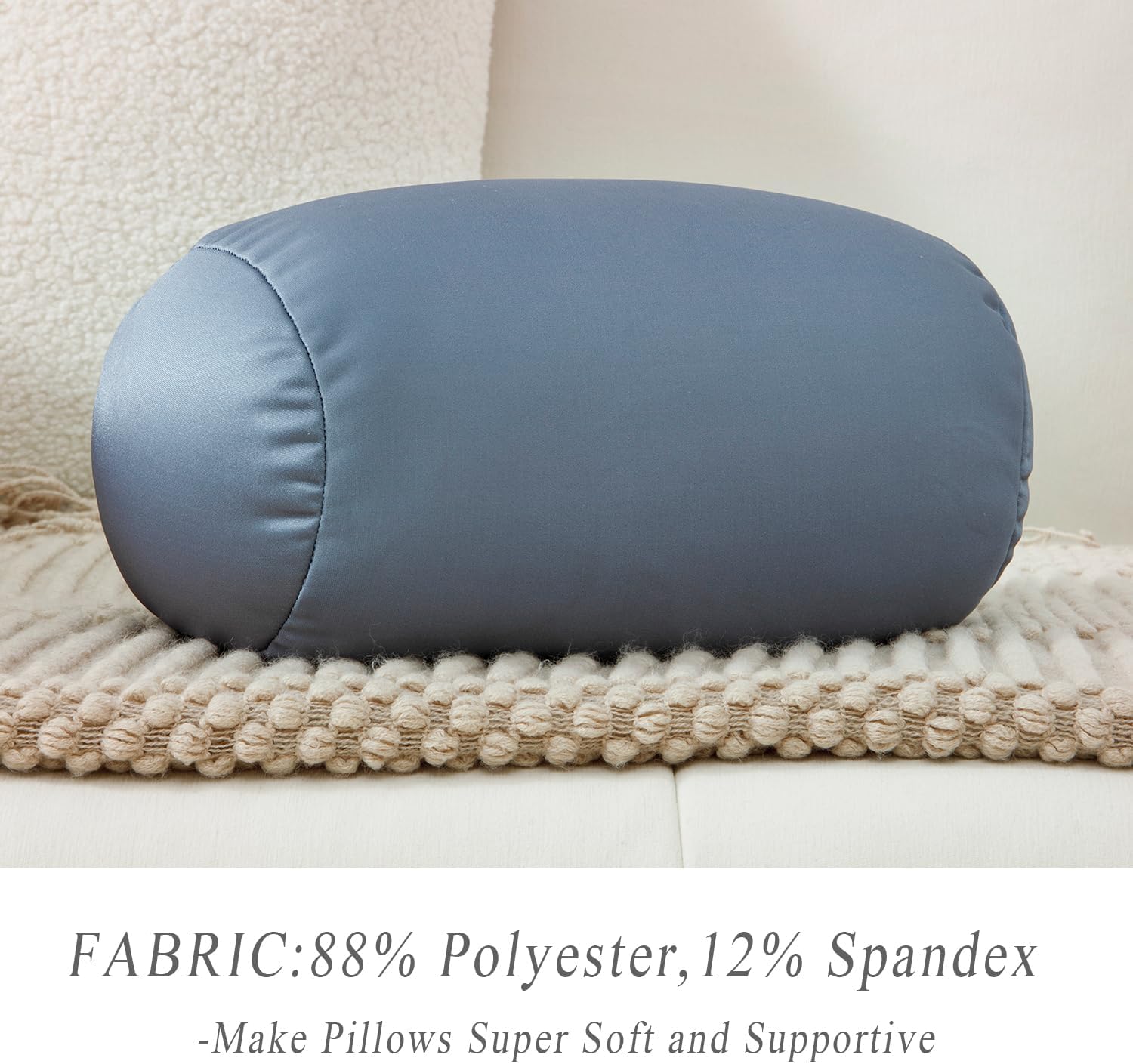 Microbead Neck Body Pillow Tube Microbead Bolster Bean Smooth Cool Pillow Neck Cervical Roll Pillow for Sleeping 7 x 12Inch Throw Travel…