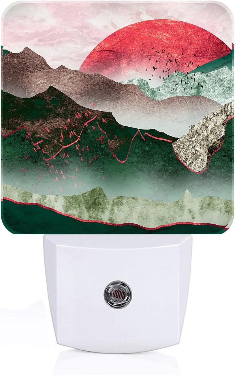 Abstract Mountains Night Light, Plug Into Wall Decor for Stairway, Hallway, Kitchen, Dusk to Dawn Sensor Nightlights for Boys/Girls/Women/Men…