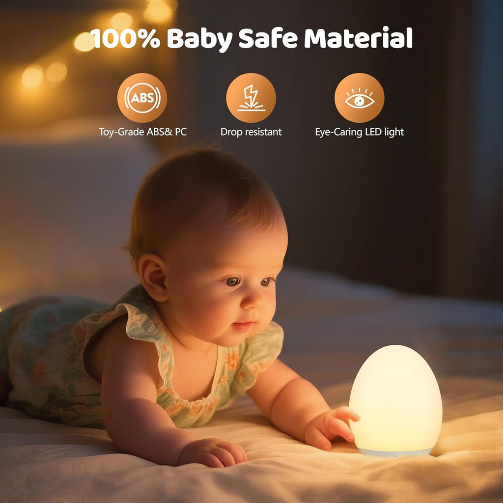 MediAcous Night Light for Kids, Baby Egg Light for Nursery, 7 Colors Changing & Stepless Dimming, Soft Silicone Touch Night Lamp with 1…