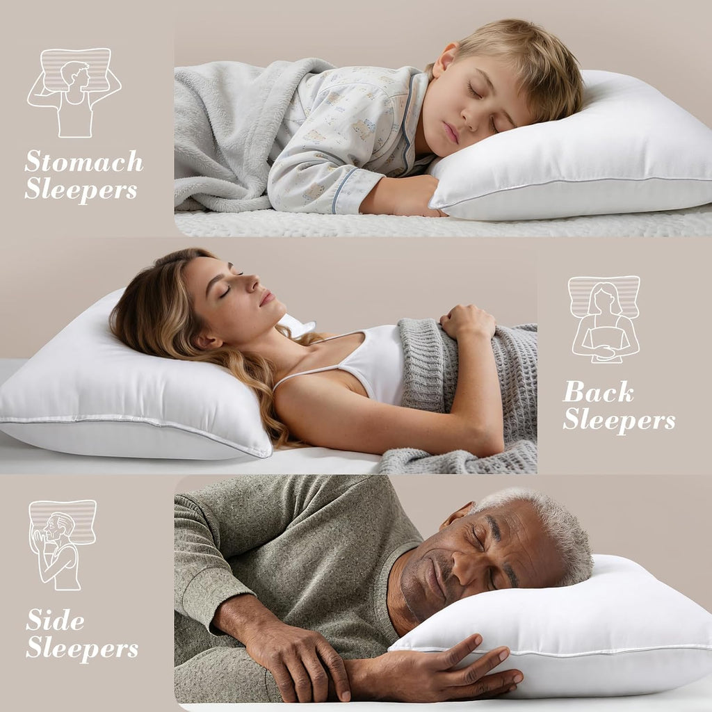 Viewstar Bed Pillows Different Size Set of 2, Hotel Collection, Down Alternative Pillow for Back, Stomach or Side Sleepers, Double Stitch W…