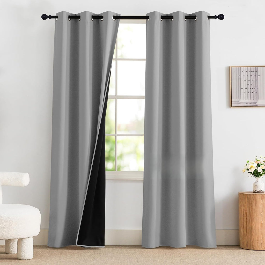 NICETOWN 100% Blackout Curtains for Bedroom 84 inch Long Thermal Insulated Blackout Curtains for Living Room, Energy Saving Grommet…