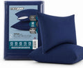 Micropuff Pillow Protectors with Zipper Standard Size Navy- Brushed Microfiber Pillow Covers, Hypoallergenic Pillowcases with Zipper (2 Pac…