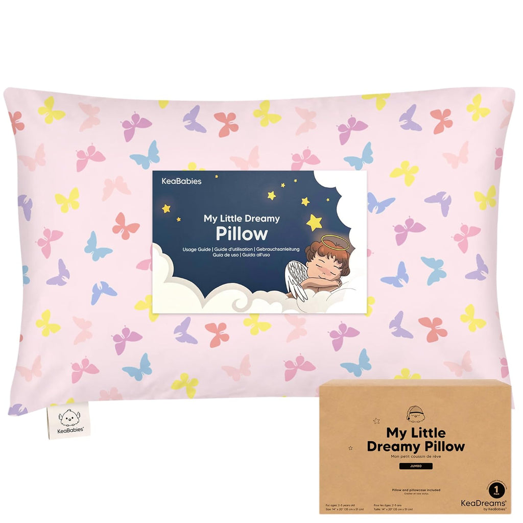 KeaBabies Toddler Pillow with Pillowcase, Jumbo 14X20 - Soft Organic Cotton Toddler Pillows for Sleeping - Machine Washable - Perfect for…