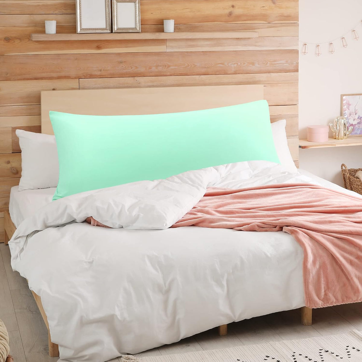 uxcell Soft Microfiber Body Pillow Cover with Zipper Closure, Long Pillow Cases for Body Pillows Weave for 90 GSM Polyester, Mint Body (20"…