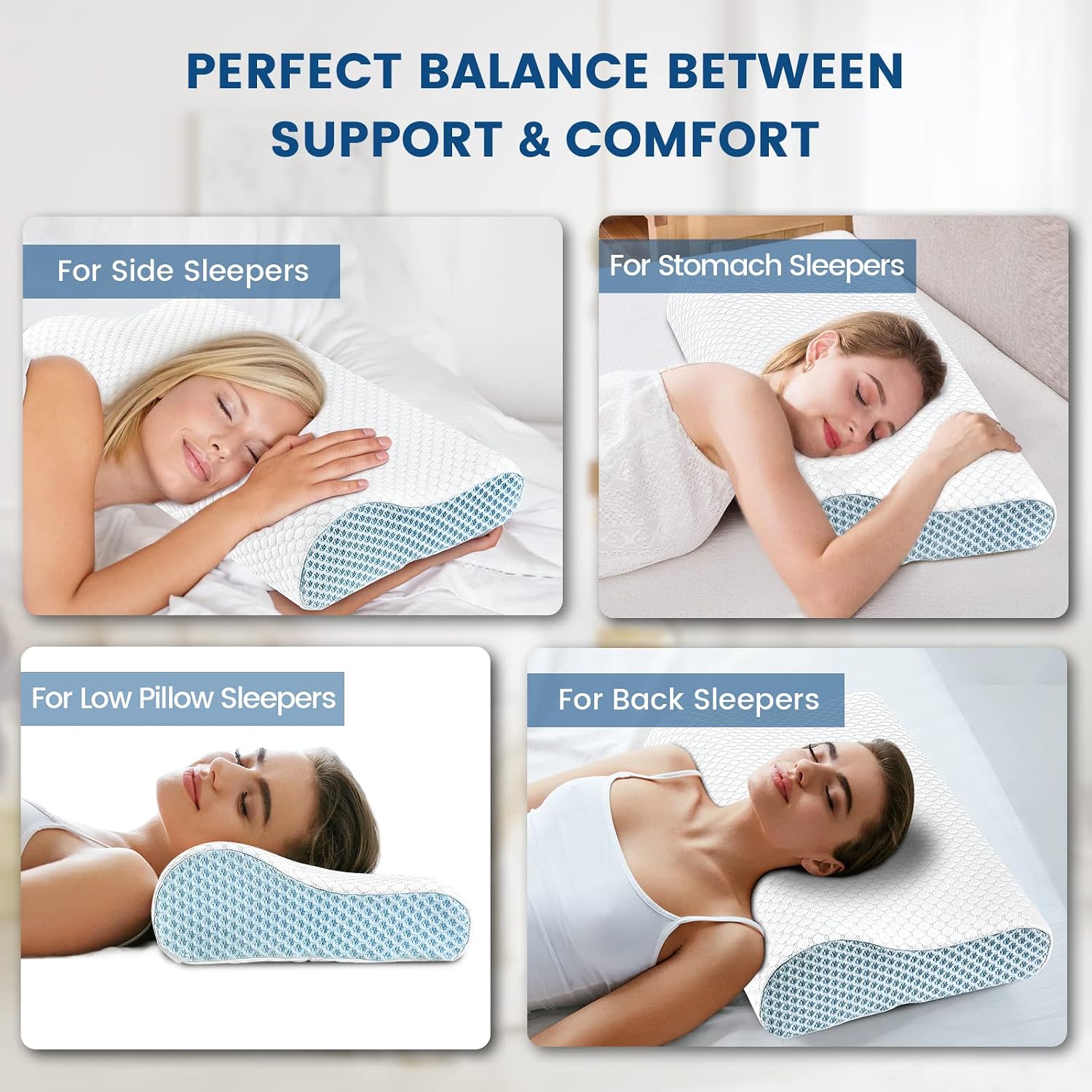 Polovo Neck Pillow Contour Memory Foam Pillows for Bed Pillow for Sleeping, Ergonomic Pillow for Neck and Shoulder Pain, Orthopedic Cervica…