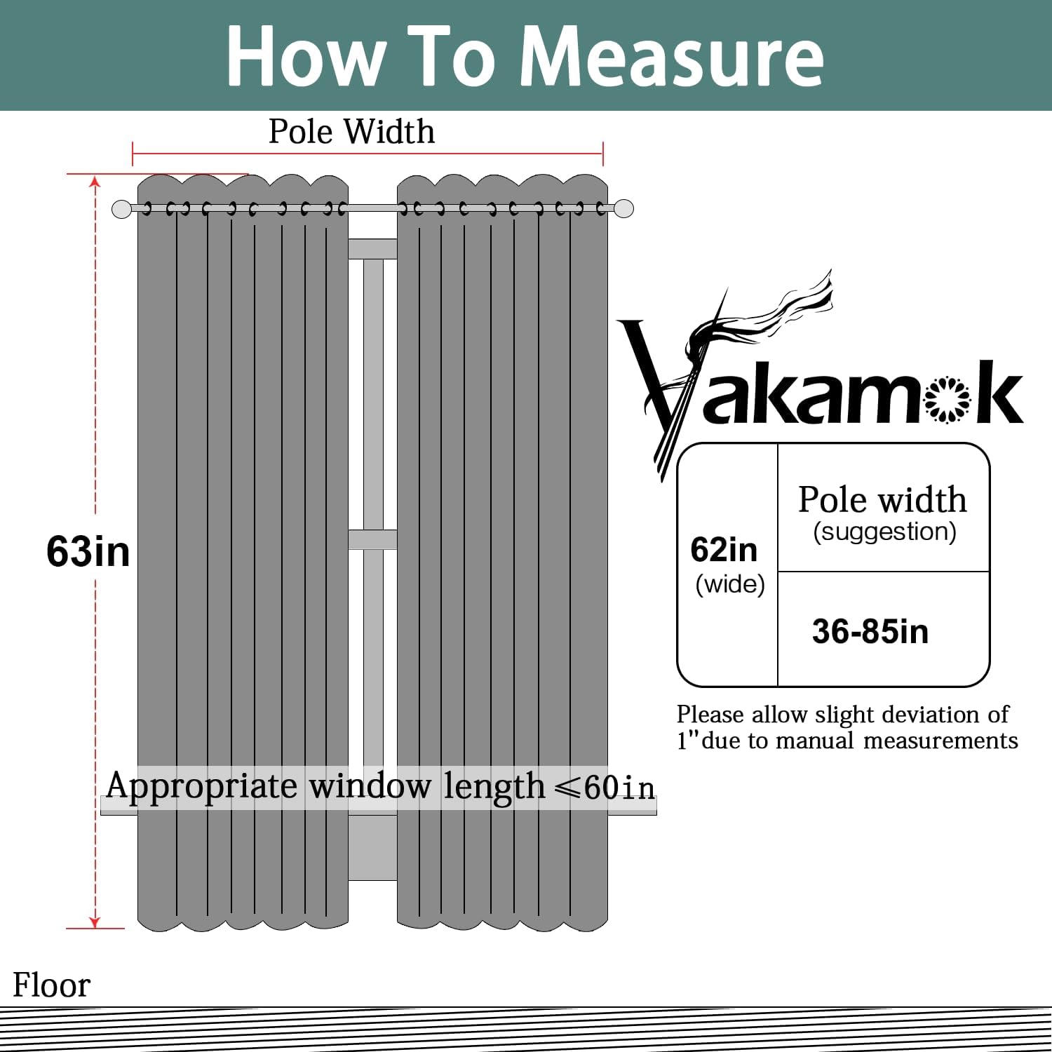 Yakamok Greyish White Curtains for Bedroom, Grommet Thermal Insulated Room Darkening Curtains for Living Room, 62W x 63L, 2 Panels