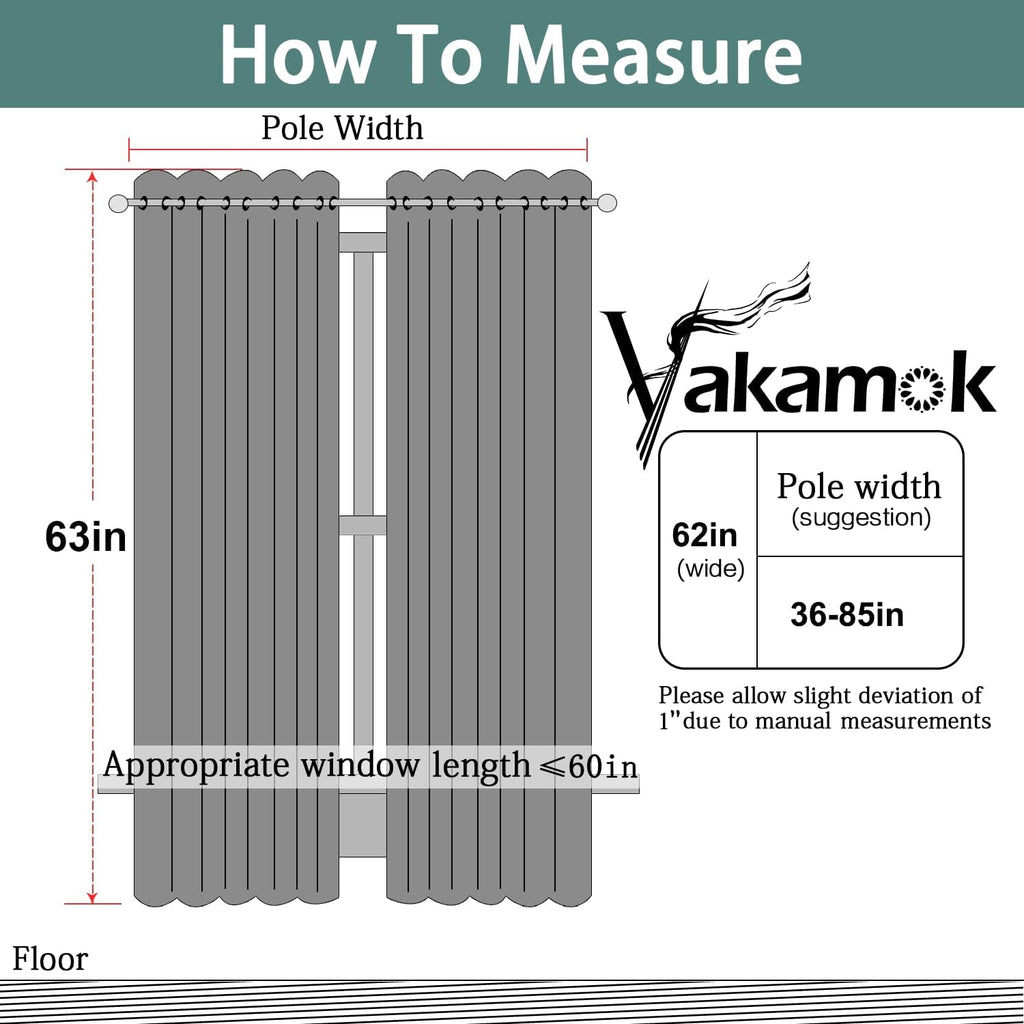 Yakamok 63 Inch Long Blackout Curtains Room Darkening Thermal Insulated with Grommet Window Curtain for Bedroom, 62Wx63L inch, Sage…