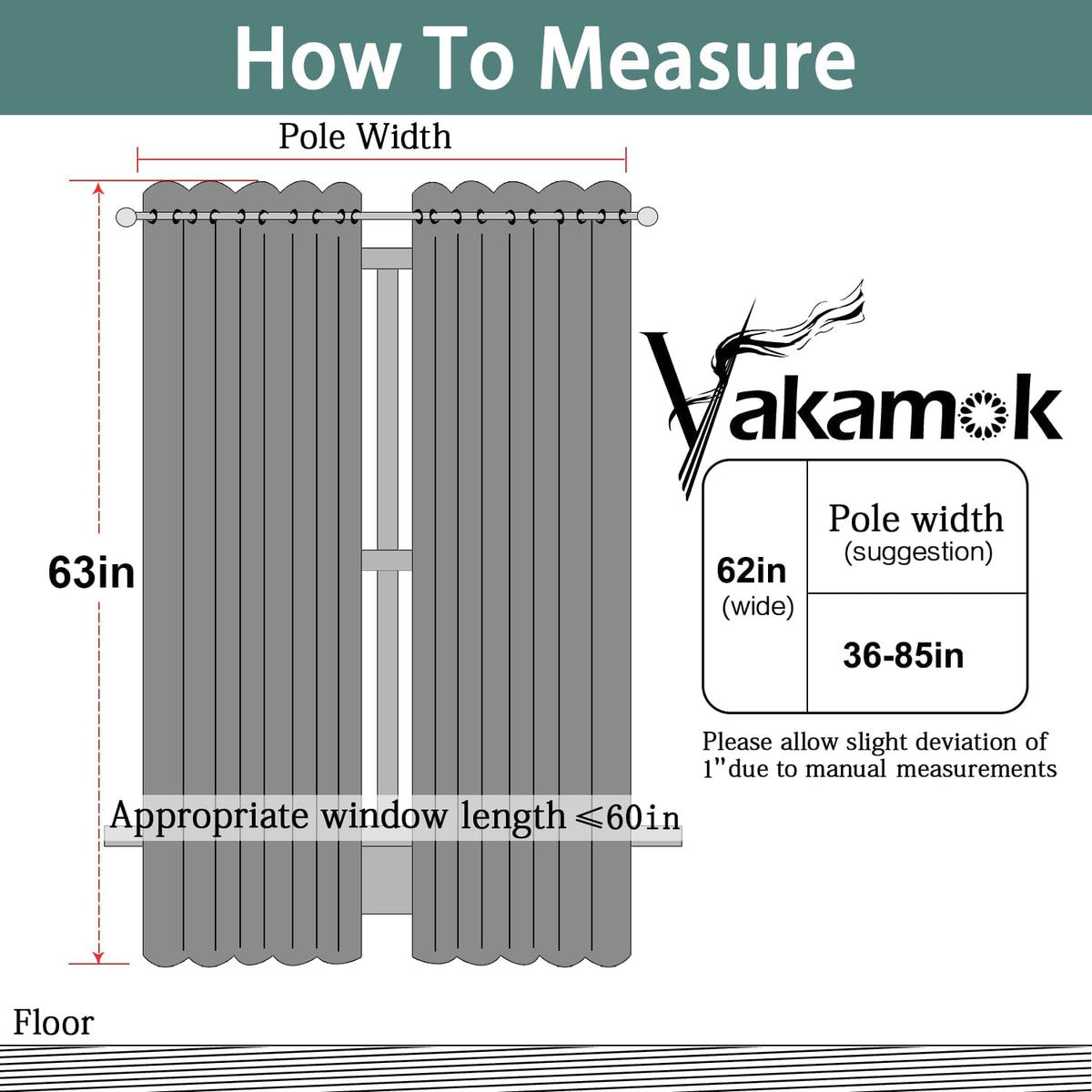Yakamok Blackout Curtains Room Darkening Thermal Insulated Window Panels, Solid Grommet Top Drapes for Bedroom/Living Room(62Wx63L, Black…