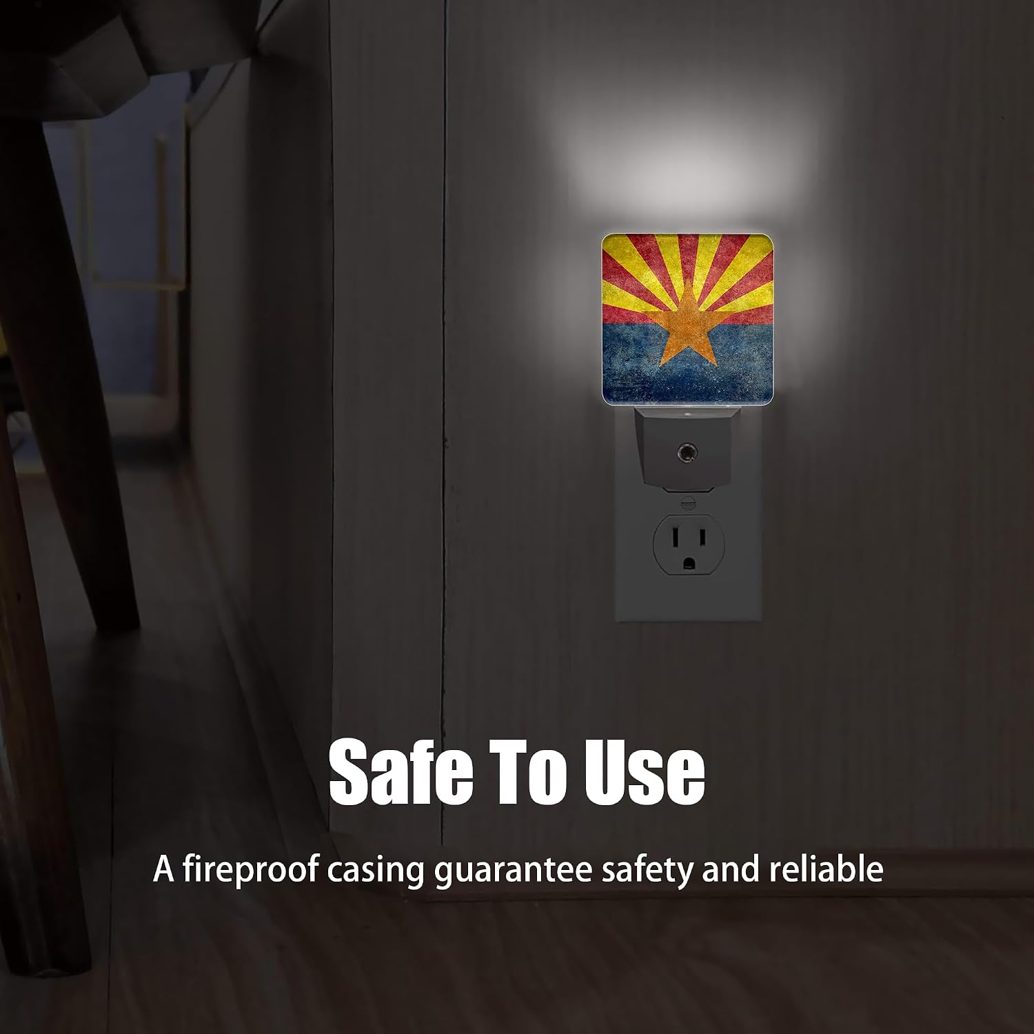Arizona Flag Night Light, The 48th State Plug into Wall with Dusk to Dawn Light Sensors, Warm Nightlights for Bedroom, Bathroom, Hallway…