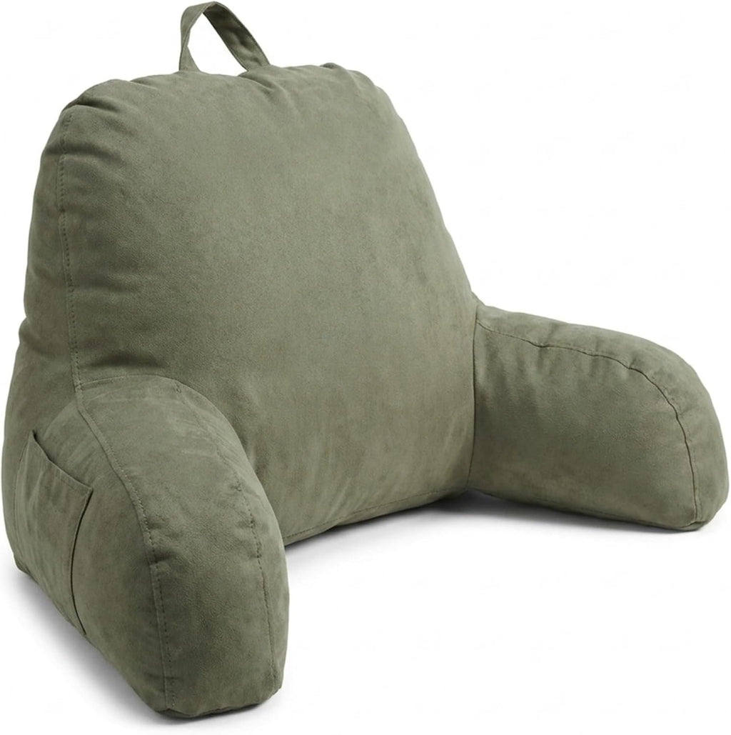 Deluxe Comfort Microsuede Bed Rest - Backrest Pillow with Arms - Bed Rest Pillow - Reading Bedrest Lounger - Sitting Support Pillow - Soft…