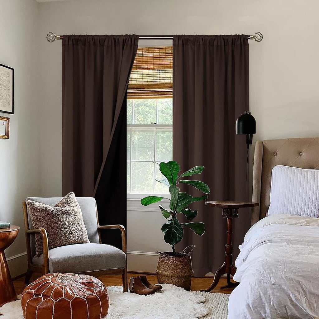 BGment Brown 100% Blackout Curtains for Living Room 108 Inch Length, Extra Long Room Darkening Noise Light Blocking Heavy Rod Pocket…
