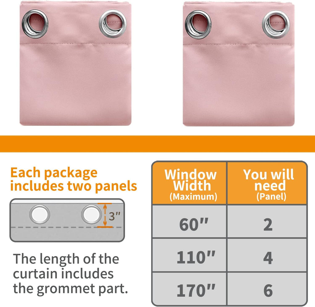 YoungsTex Baby Pink Room Darkening Curtains 72 Inches Length for Nursery - Thermal Insulated with Grommet Blackout Drapes for Girl Bedroom,…