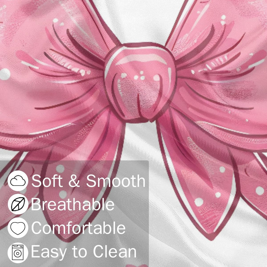 Bows Pink Heart Body Pillow Pillowcase 21"x 54" Long Body Pillow Cover with Zipper King Size Pillow Cases Queen Pillowcase for Hair and…