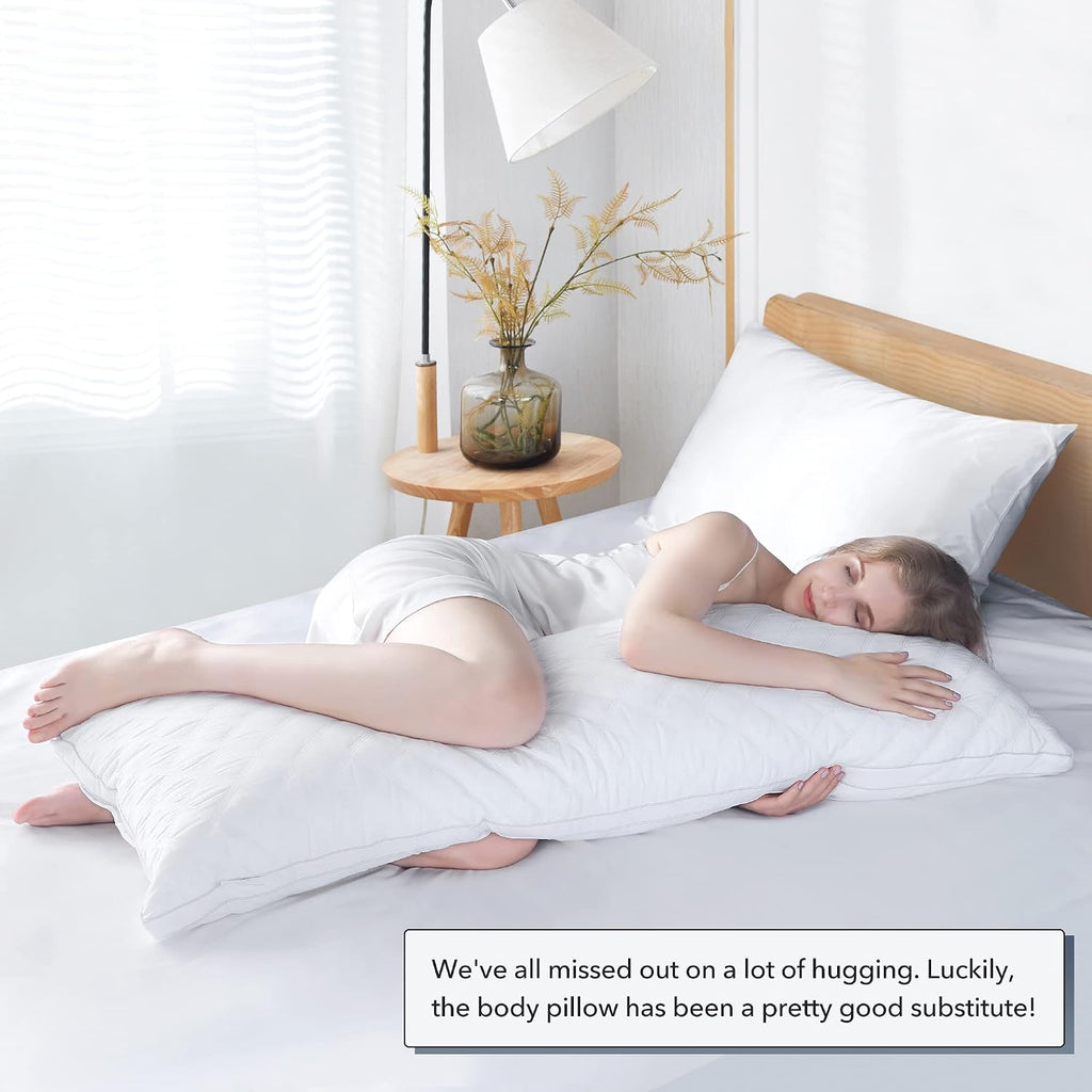 Leeden Body Pillow - White Firm Fluffy Long Pillow - 21 x 54 Soft Plush Full Body Pillows - Adjustable Side Pillow for Sleeping 1 Count Whi…