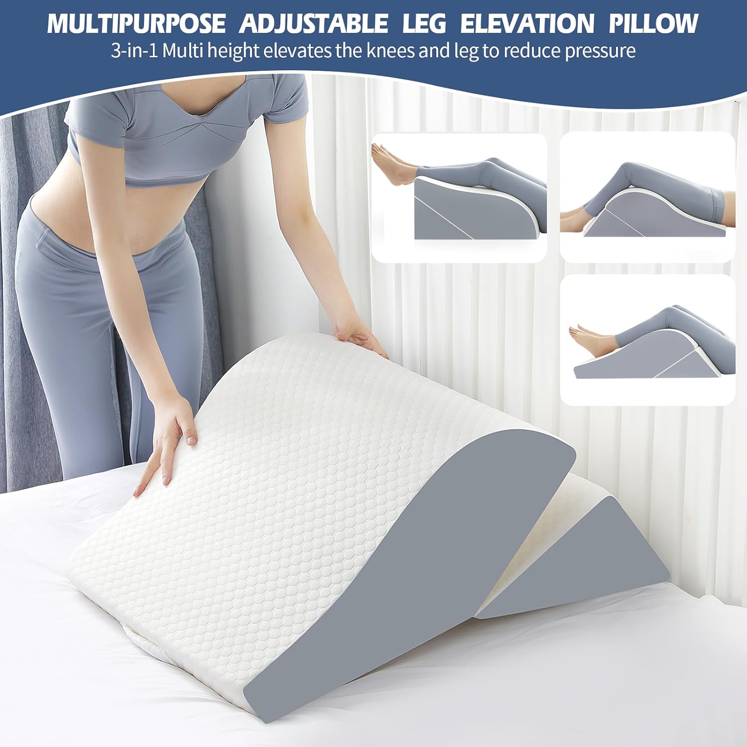 Simpledad 2PCS Leg Elevation Wedge Pillows for Sleeping, Leg Wedge Pillow After Knee Replacement Post Surgery, Leg Wedges for Elevation for…