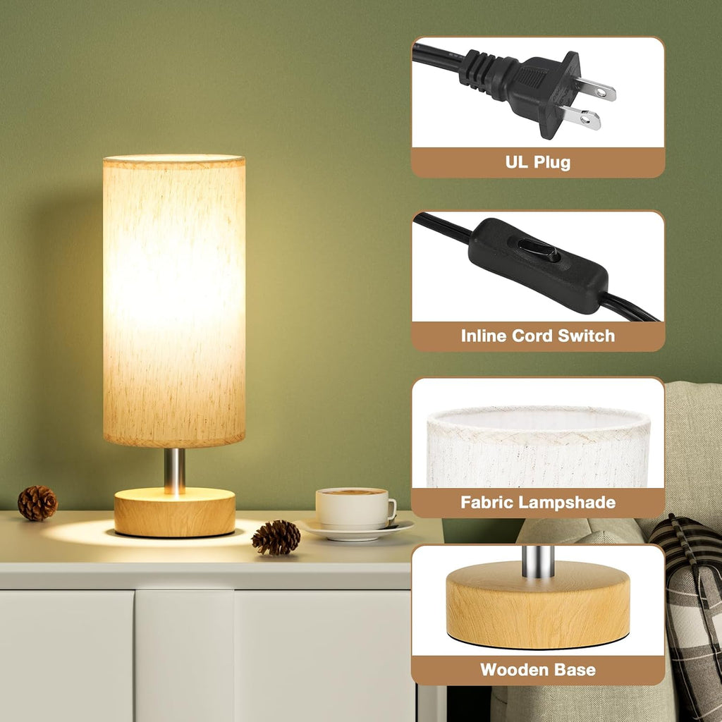 PartageiZ Small Table Lamp for Bedroom - Bedside & Desk Lamp, Minimalist Nightstand Light for Kids, Living & Office Room